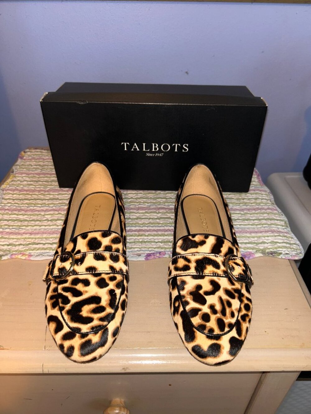 🐆 Talbots Ryan Buckle Flat in Light Leopard Print 🐆
